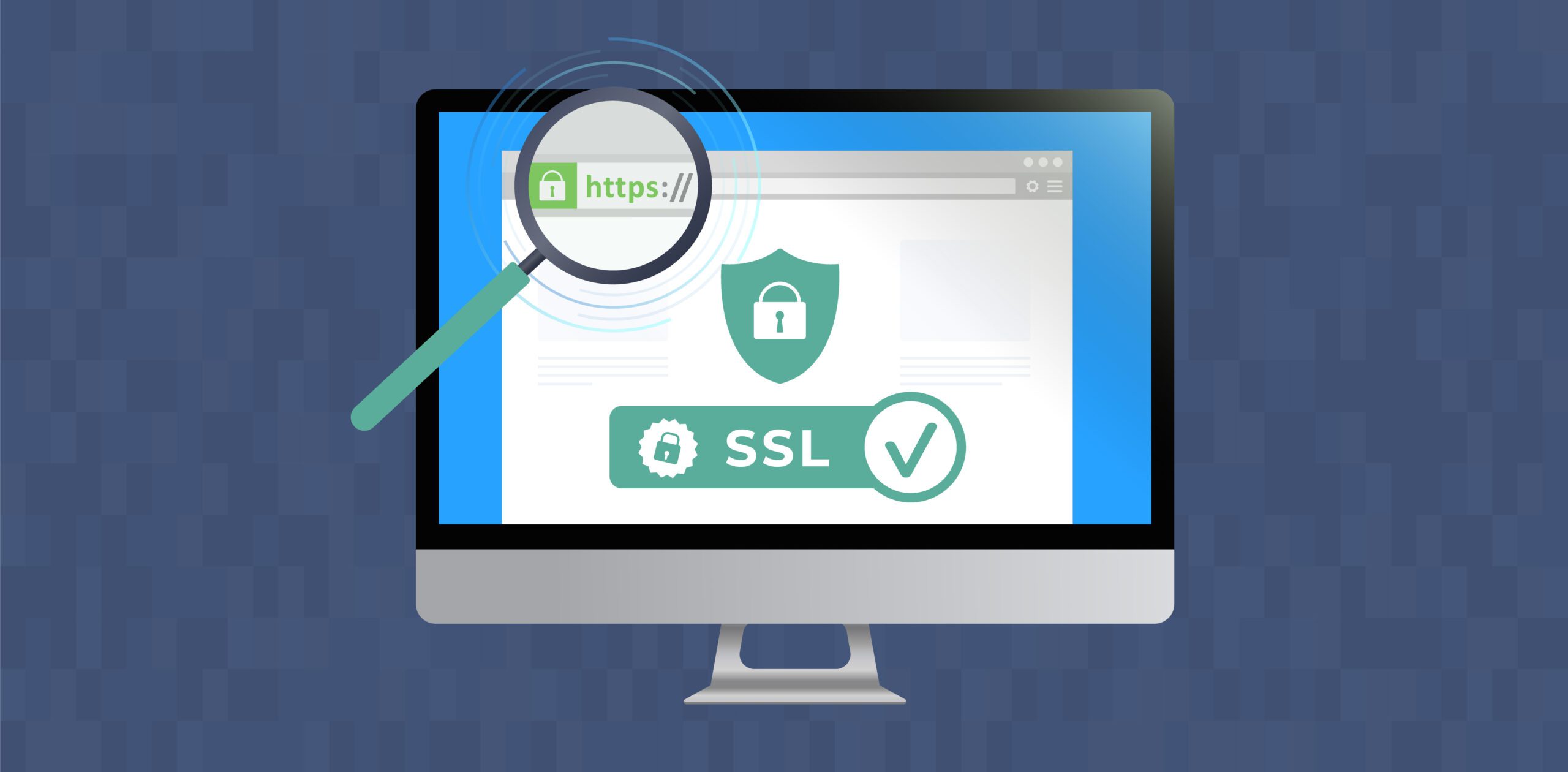 graphic of SSL certificate and locked padlock