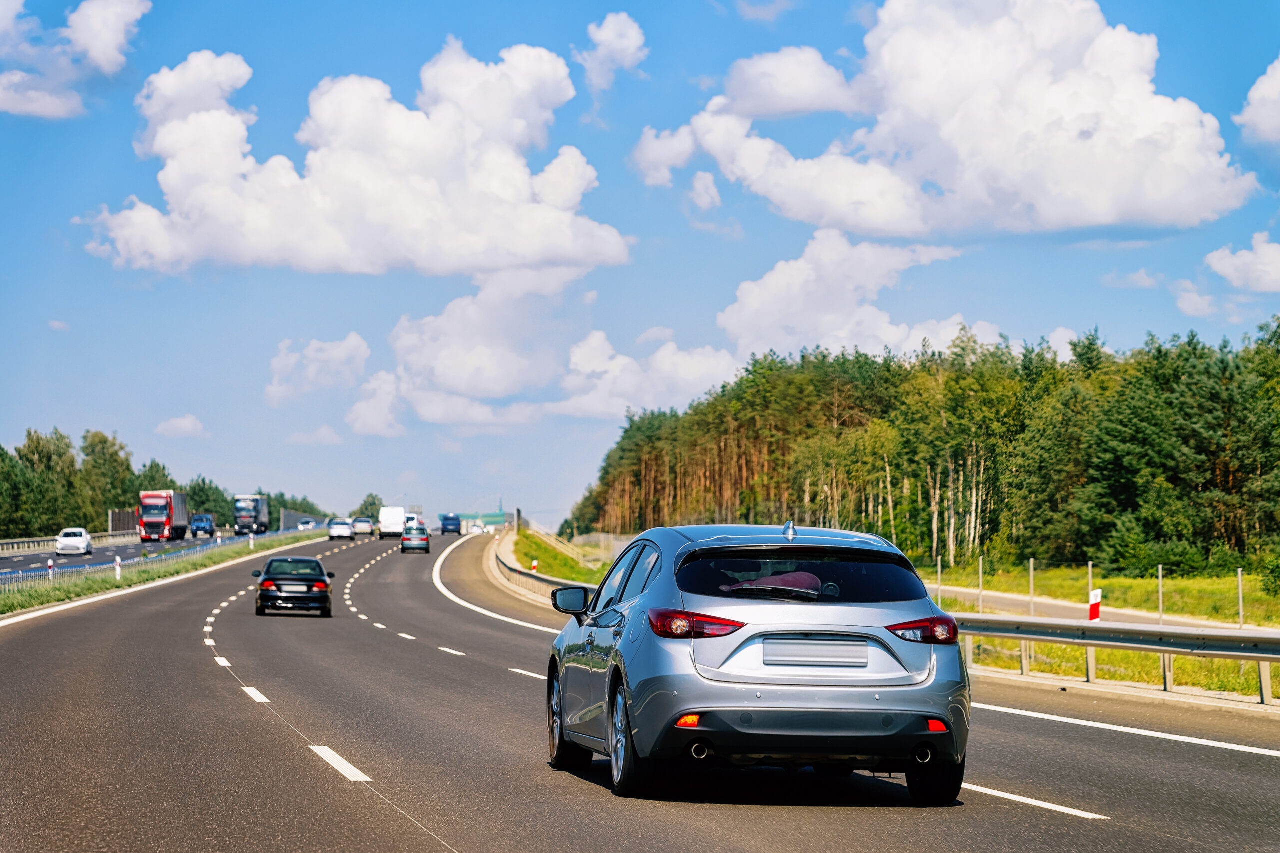 picture of a highway with very few cars